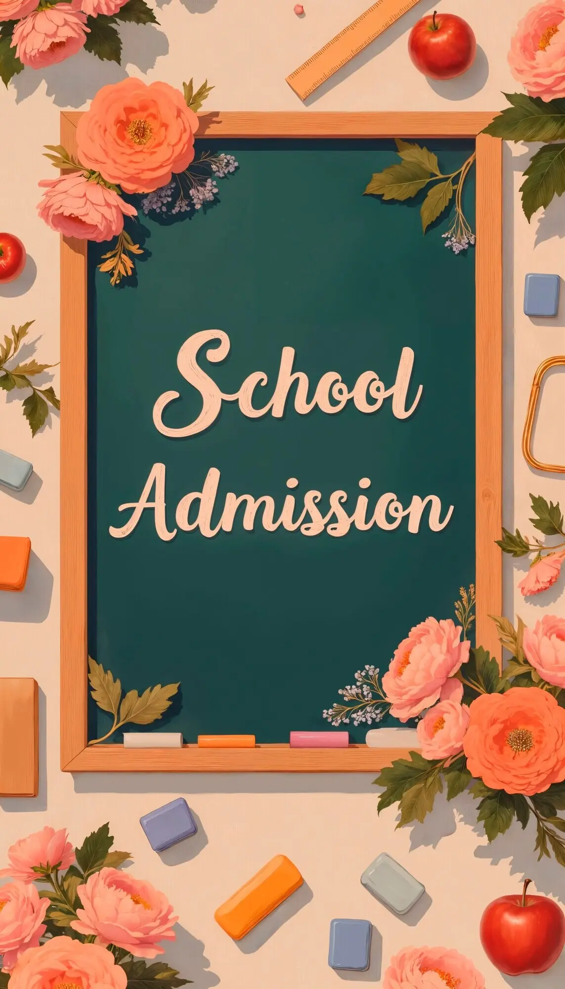 Ankündigung der Schulaufnahme mit floraler Dekoration