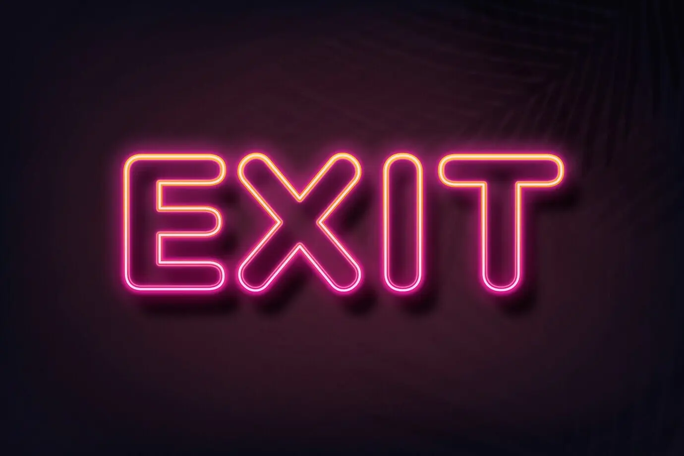 Der Text „Exit“ in Neon-Schriftart